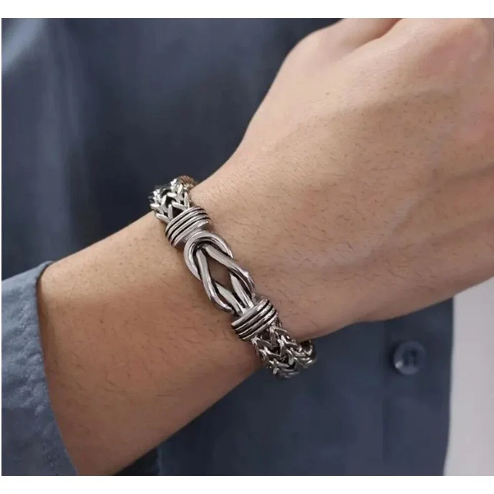 Stainless Steel KNOT Men's Bracelet Magnet Closure Well-made